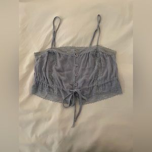 LA Hearts Pale Blue Lace Tank Top